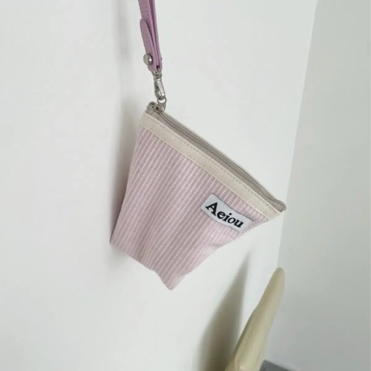 아에이오우파우치 stripe organic pink M size